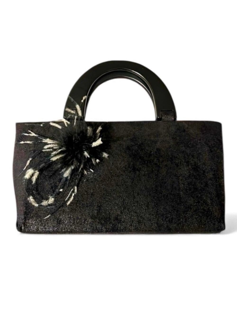 Michael Murrillo Handcrafted Black Handbag with Wooden Handles